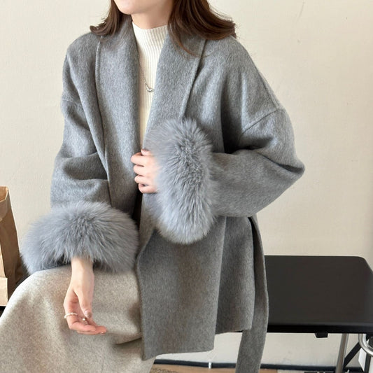 Women's Reversible Cashmere Tie-front Coat