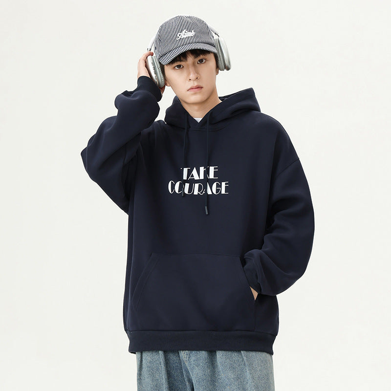 Men's Take Courage Letter Printing Loose Hoodie