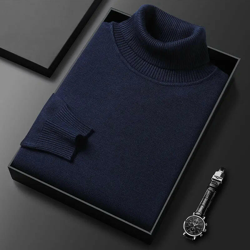 Men's Slim Fit Solid Turtleneck Sweater ATLANCE