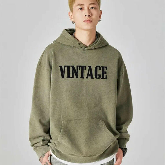 Men's Vintage Letter Print Hoodie Atlance