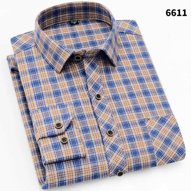 Men's Casual Long Sleeve Plaid Shirt ATLANCE