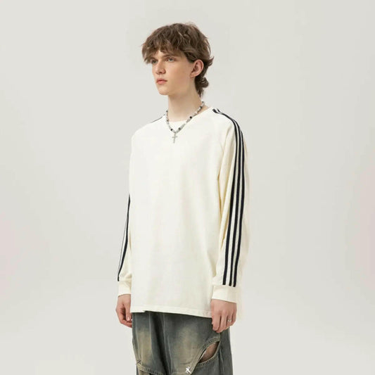 Unisex Loose Long-sleeved Striped T-shirt Atlance