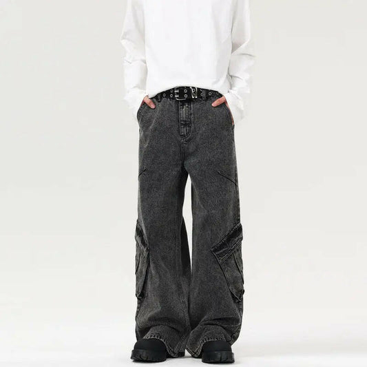 Unisex Retro Black Cargo Jeans Atlance