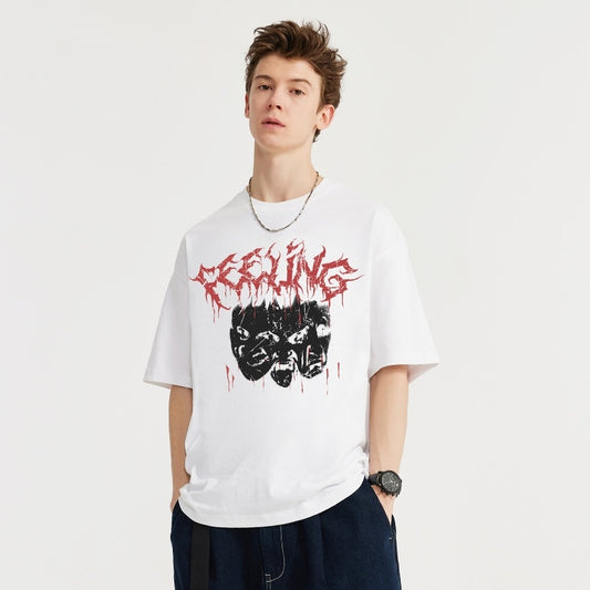 Men's Emotion Face Gothic Print T-shirt