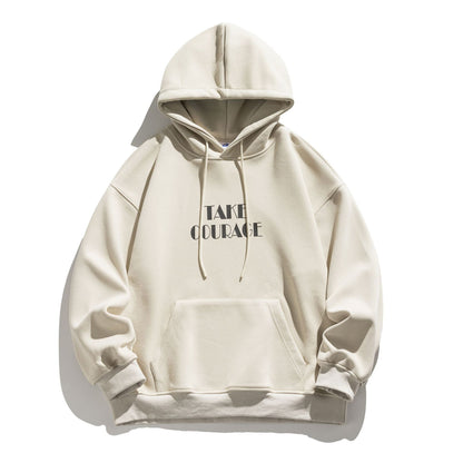 Men's Take Courage Letter Printing Loose Hoodie