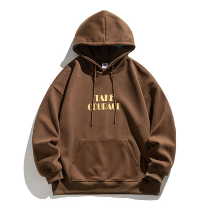 Men's Take Courage Letter Printing Loose Hoodie