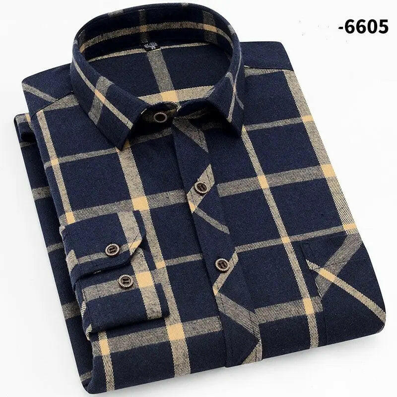 Men's Casual Long Sleeve Plaid Shirt ATLANCE