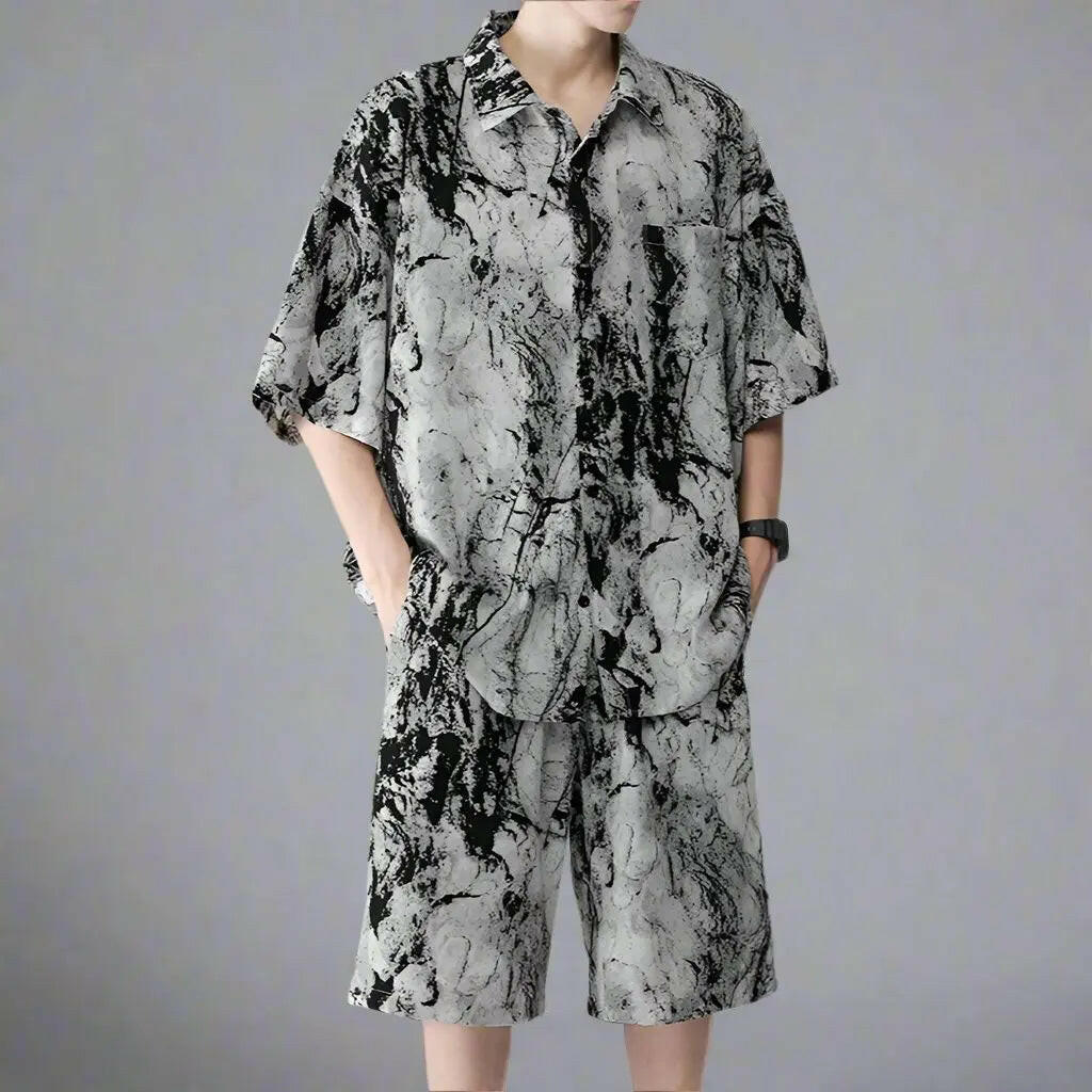 Men's Seamless Printed Shirt & Shorts Set Atlance