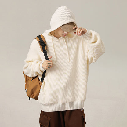 Men's Loose-fit Striped Texture Hoodie