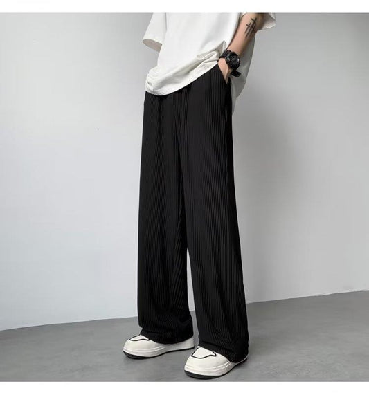 Men's Pleated Straight-Fit Wide-leg Pants