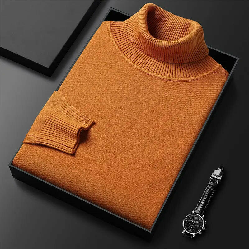 Men's Slim Fit Solid Turtleneck Sweater ATLANCE