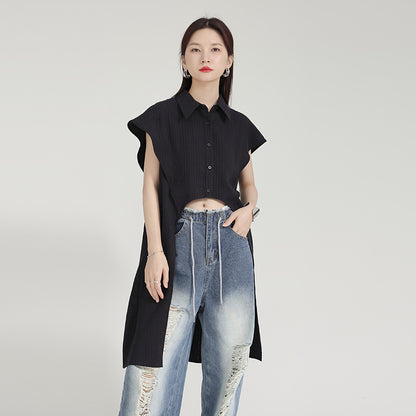 Women's Short-Sleeve Irregular Mid-length Shirt