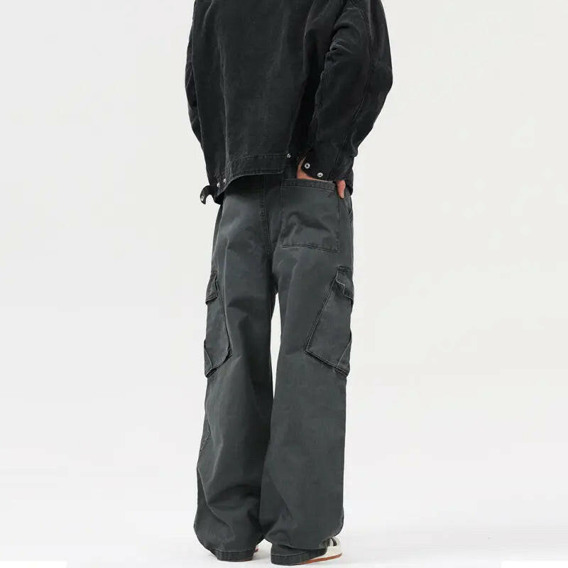 Men's Vintage Wash Wide Leg Cargo Pants Atlance