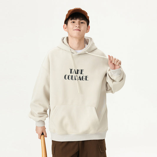 Men's Take Courage Letter Printing Loose Hoodie