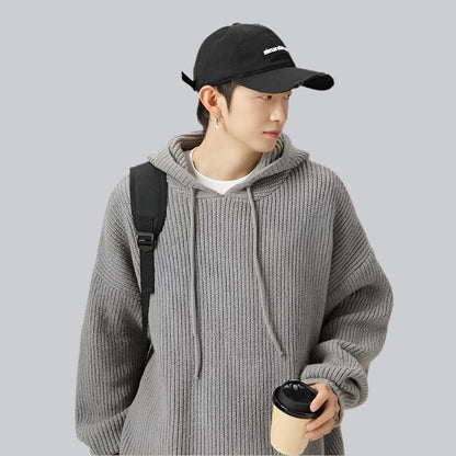 Men's Loose-fit Striped Texture Hoodie