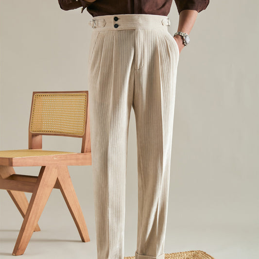 Men's Vintage Corduroy Double-Pleated Pants