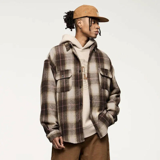 Men's Suede Plaid Overshirt Atlance