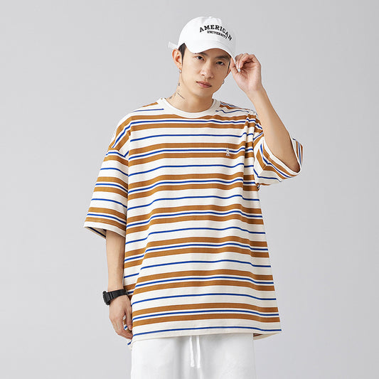 Unisex Striped Loose-Fit Short Sleeve T-shirt – No. 2922