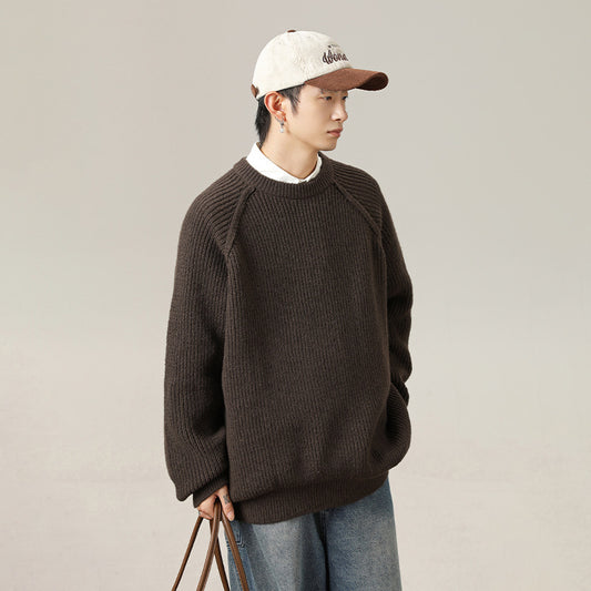 Men's Shoulder Line Round Neck Sweater