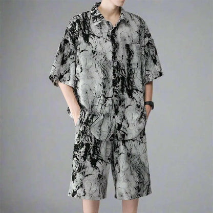 Men's Seamless Printed Shirt & Shorts Set Atlance