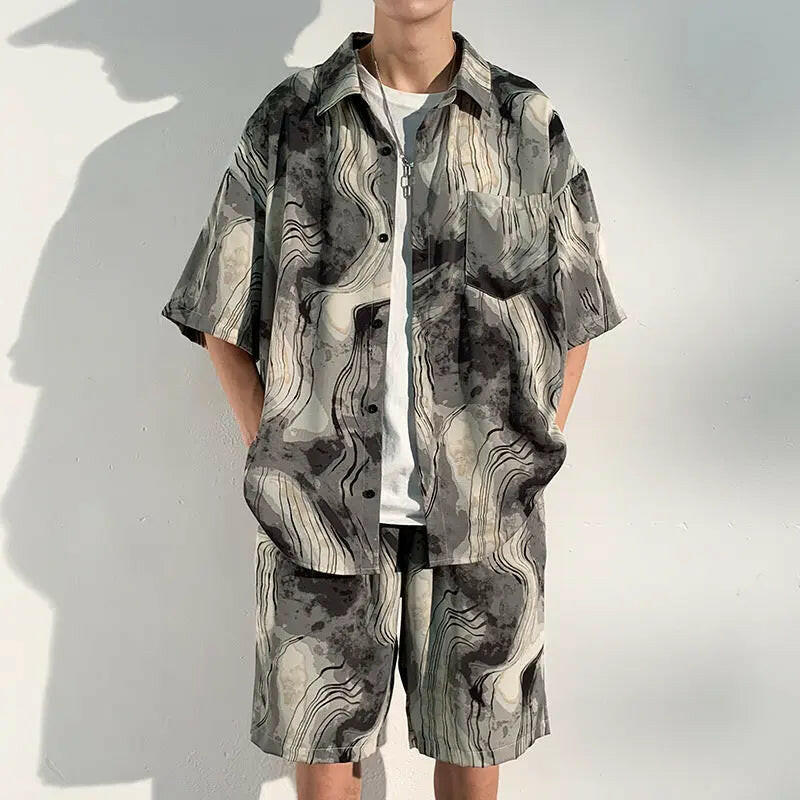 Men's Seamless Printed Shirt & Shorts Set Atlance