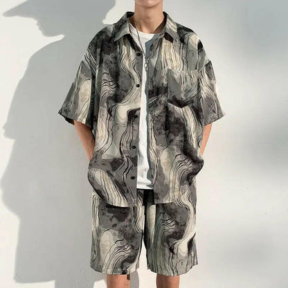 Men's Seamless Printed Shirt & Shorts Set Atlance