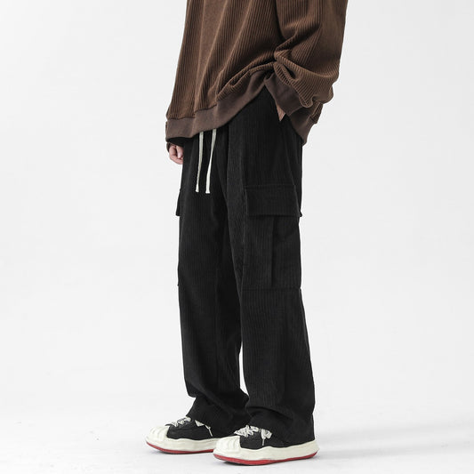 Pleated Loose-Fit Straight-Leg Cargo Pants